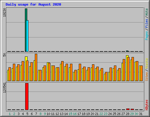 Daily usage for August 2020