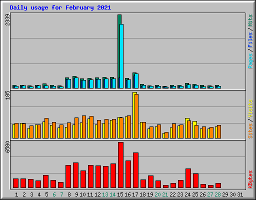 Daily usage for February 2021