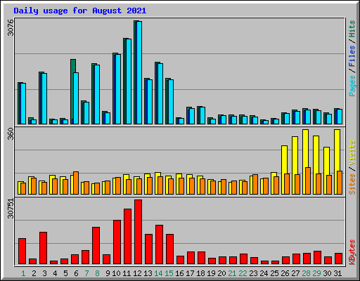 Daily usage for August 2021