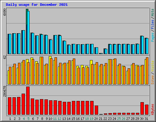 Daily usage for December 2021