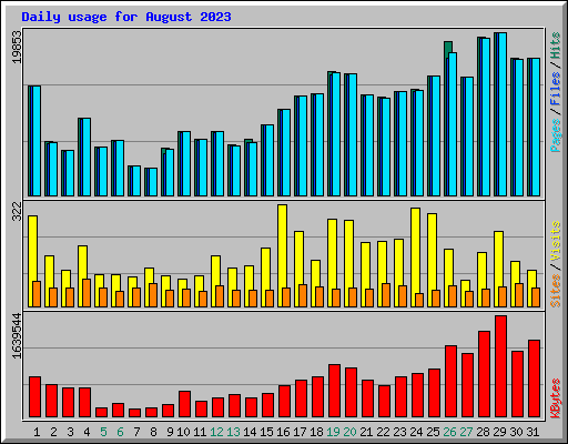 Daily usage for August 2023