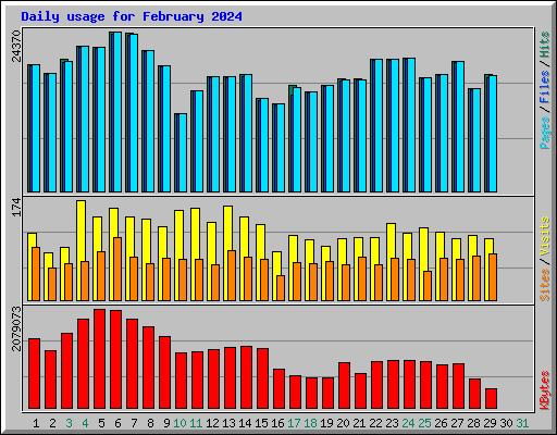 Daily usage for February 2024