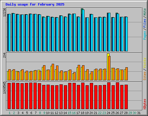 Daily usage for February 2025