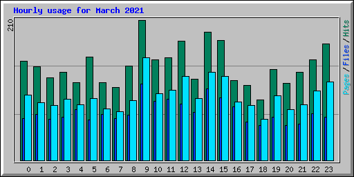 Hourly usage for March 2021